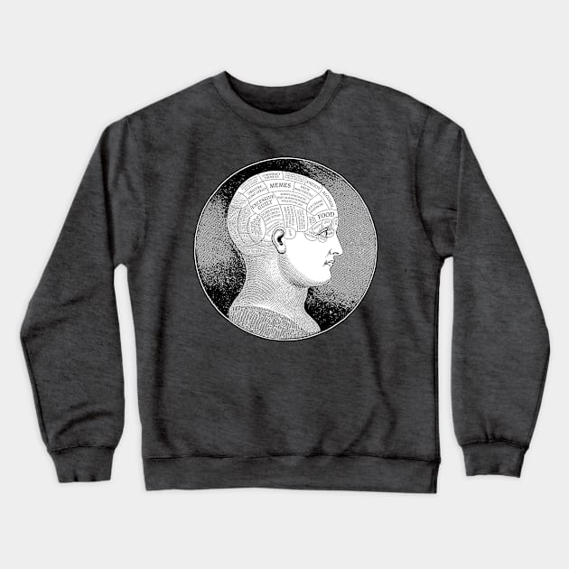 Funny Meme-Style Vintage Phrenology Head Illustration - Dark Humor Crewneck Sweatshirt by DankFutura